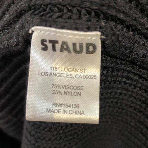 New Staud Carnation Balloon Sleeve Midi Sweater Dress Black Small $275 - Picture 8 of 9